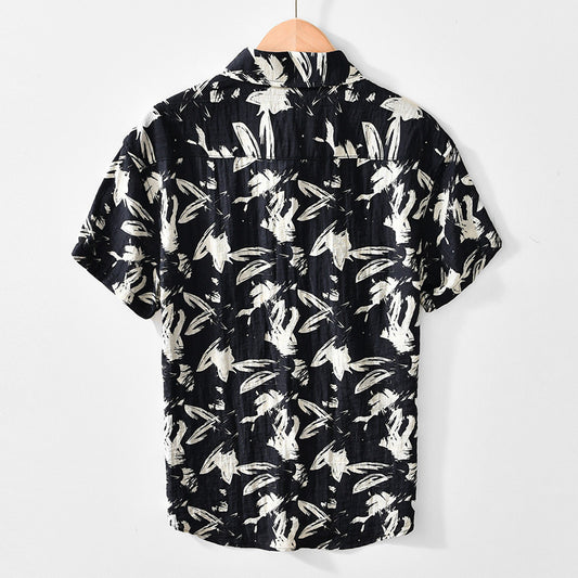 Personalized Printed Black And White Short-sleeved Shirt